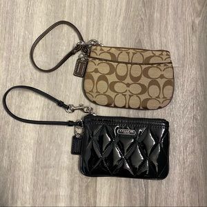Coach Wristlets. Black Patent Leather & Brown Logo